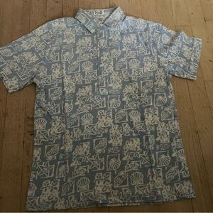 Leon Levine Polo Shirt Women's S Short Sleeve Blouse Beach Sea Shell Print